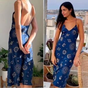 Realisation Par Zodiac 1996 Embroidered Silk Slip Dress Size M